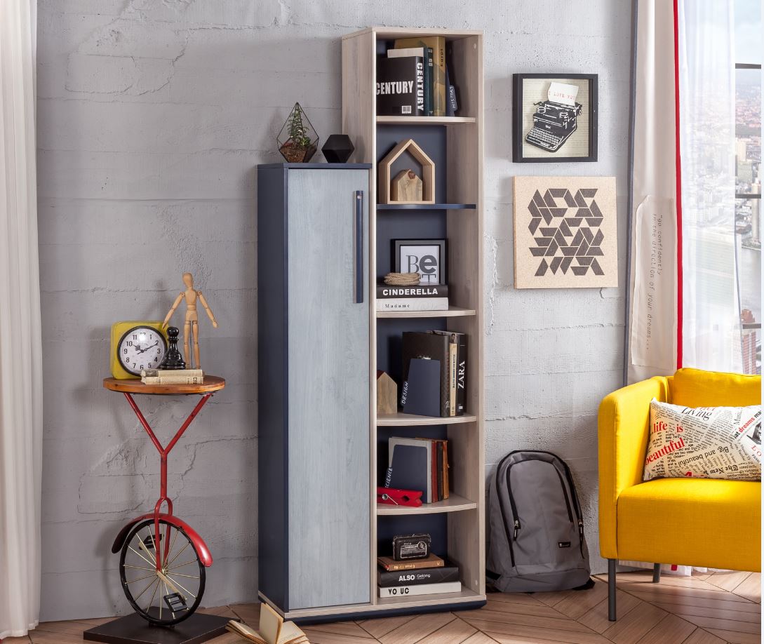 Cilek TRIO Regal Standregal Bücherregal Kinderregal Blau / White-Wash