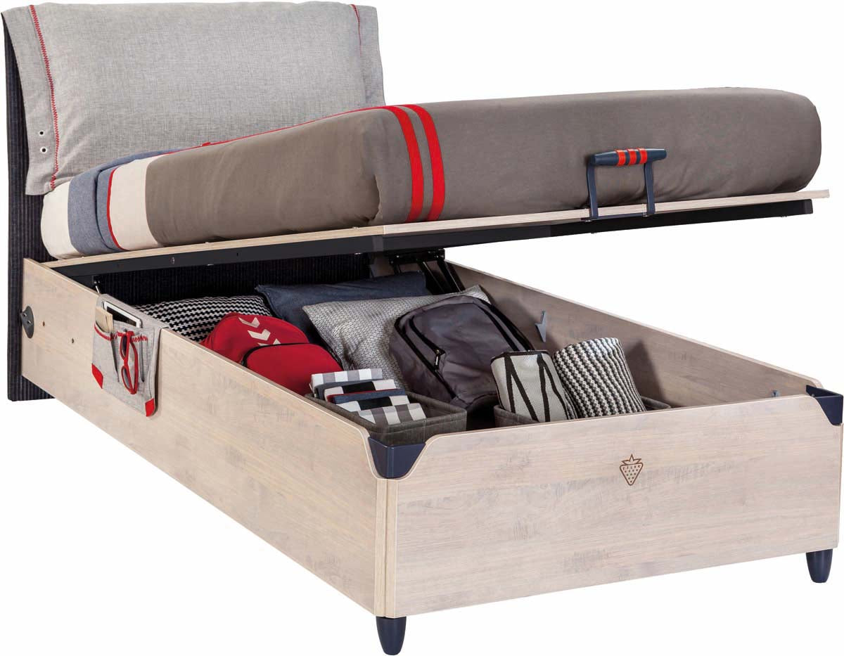 Cilek TRIO Bett inkl. Bettkasten 100x200cm Blau / White-Wash