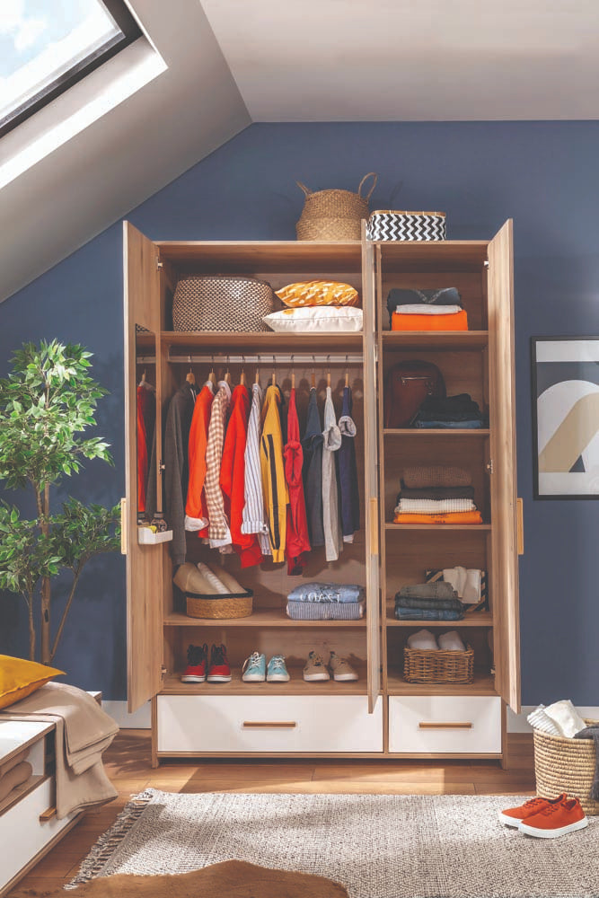 Modera 3-türiger Kleiderschrank Drehtürenschrank Weiß