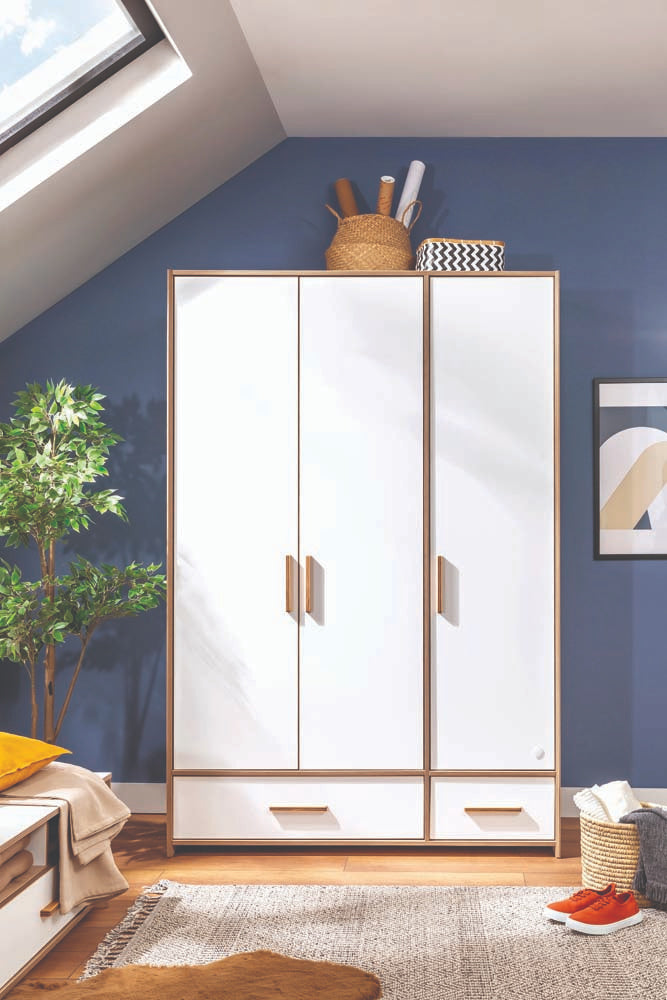Modera 3-türiger Kleiderschrank Drehtürenschrank Weiß