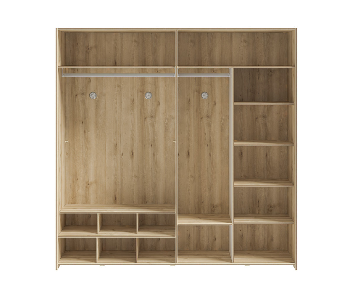 Modera 4-türiger Kleiderschrank Drehtürenschrank mit Spiegel Weiß
