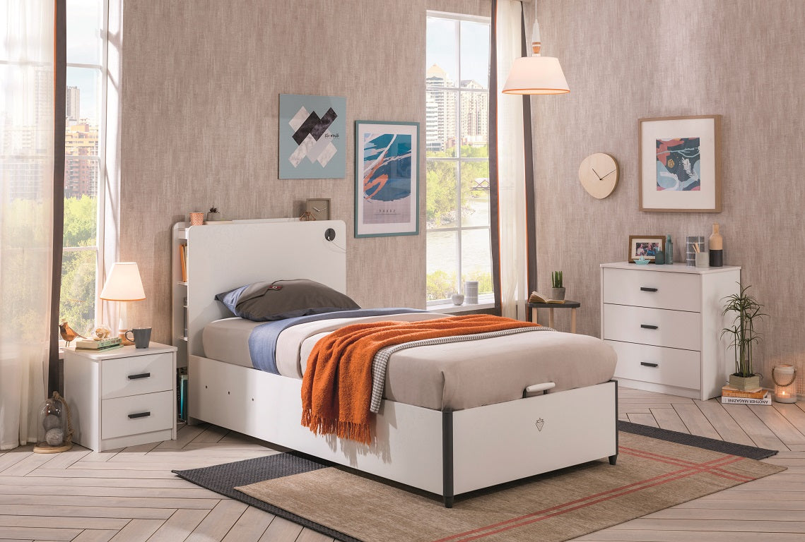 Cilek WHITE Bett mit Kopfteil (100x200 cm) Weiß