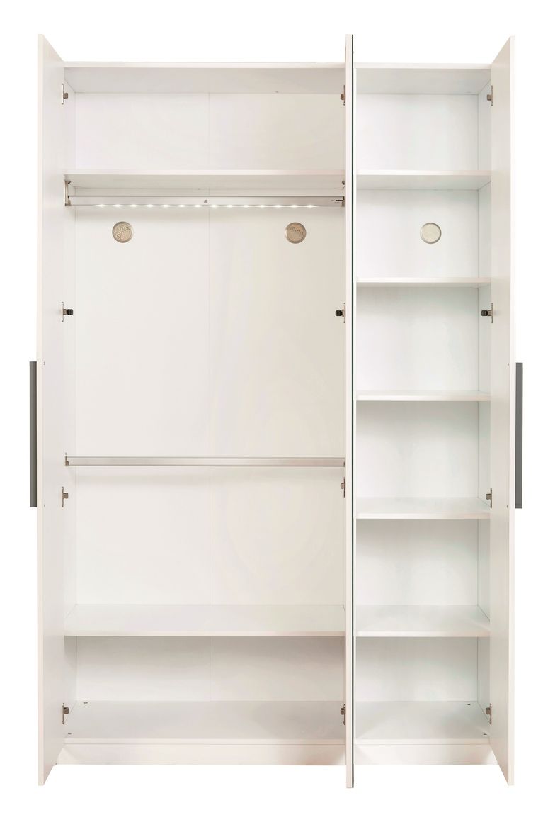 Cilek WHITE 3 Türen Kleiderschrank mit Spiegel Weiß
