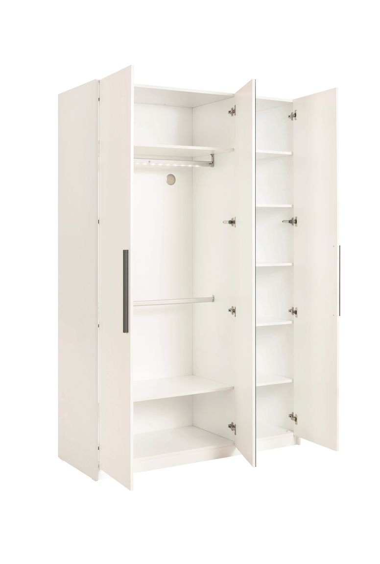 Cilek WHITE 3 Türen Kleiderschrank mit Spiegel Weiß