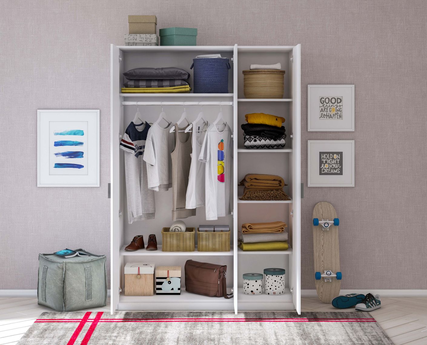 Cilek WHITE Line Kleiderschrank 3-trg. Weiß