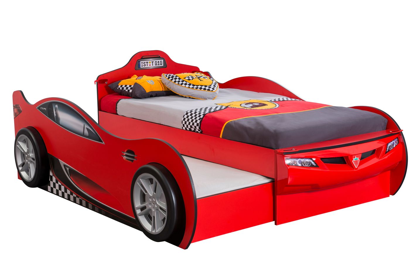 Cilek RACECUP Autobett Kinderbett Bett Ausziehbett Rennfahrerbett Rot