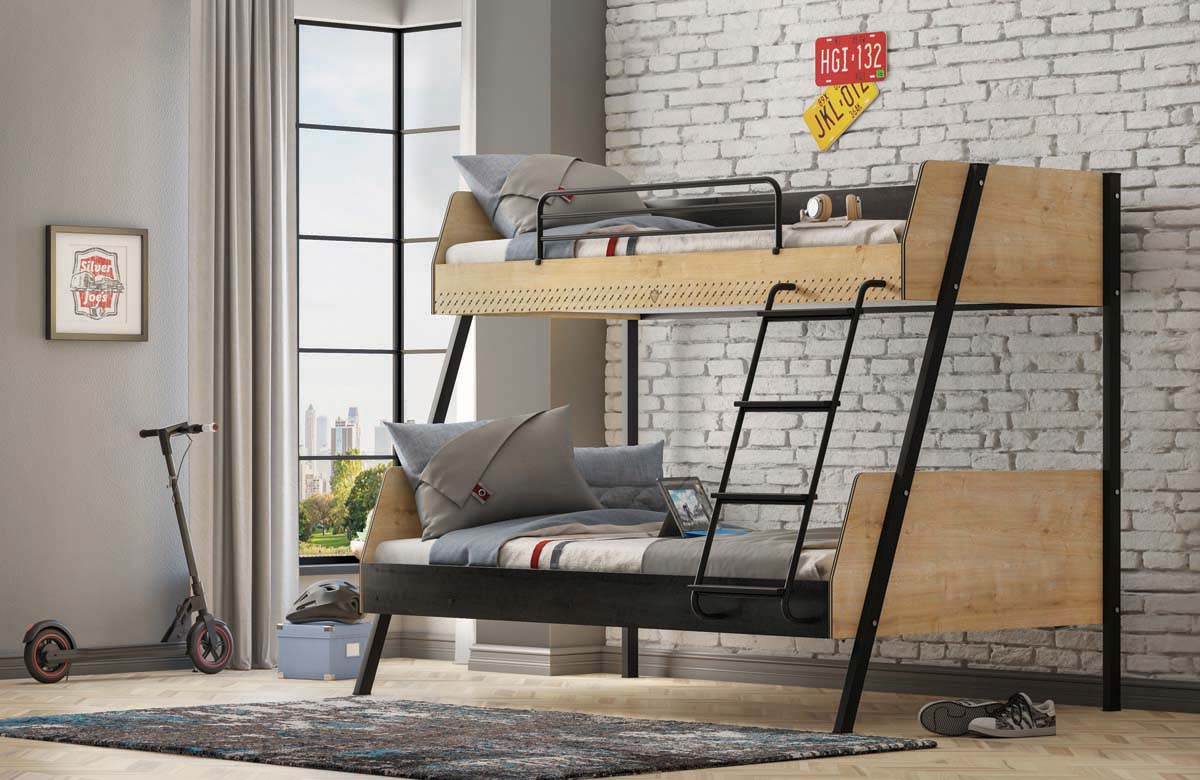 Cilek BLACK Etagenbett 90x200cm / 120x200cm Schwarz / Beige