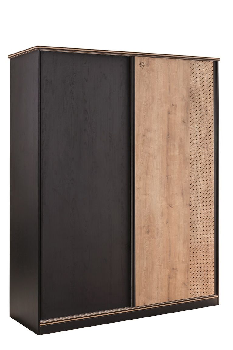 Cilek BLACK Schiebetürenschrank Schwarz / Beige