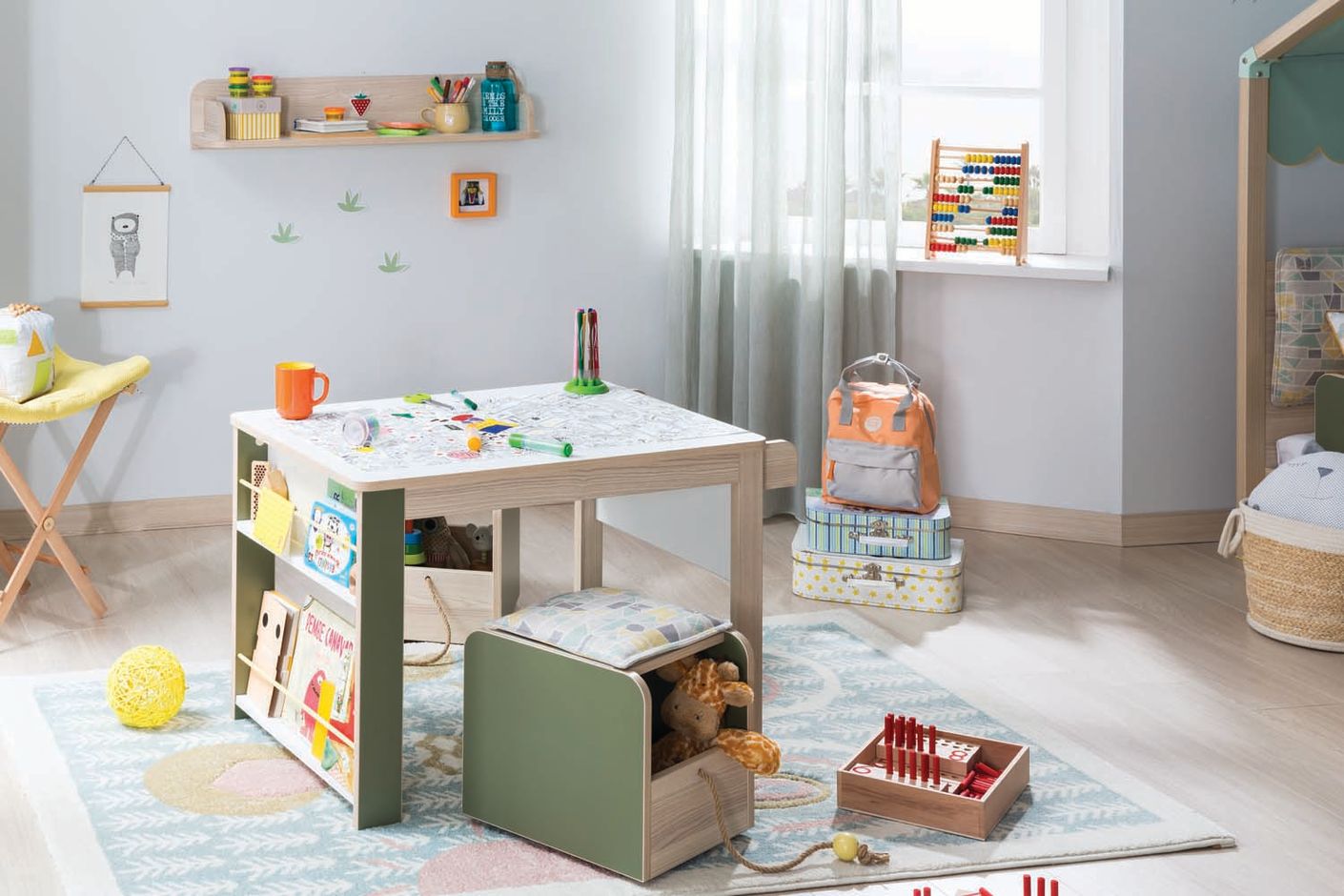 Cilek Montessori Baby Spielzeugbox Braun / Grün