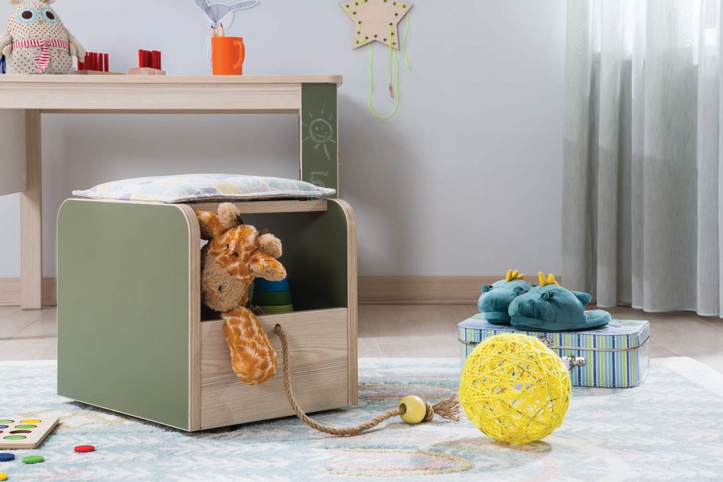 Cilek Montessori Baby Spielzeugbox Braun / Grün