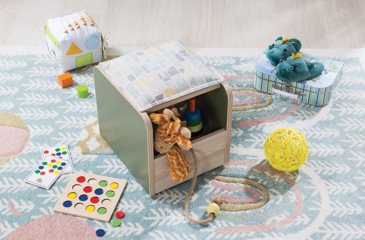 Cilek Montessori Baby Spielzeugbox Braun / Grün