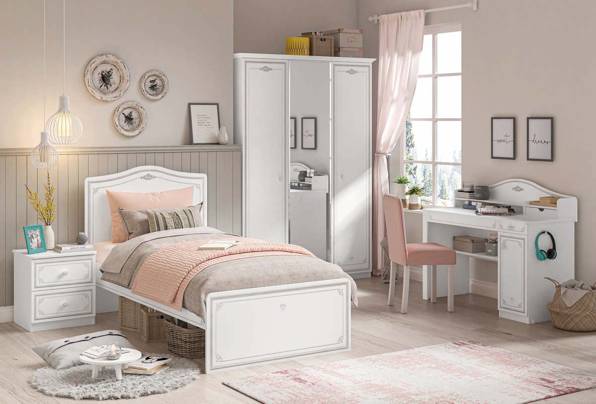 Cilek SELENA GREY Bett 100x200cm Weiß