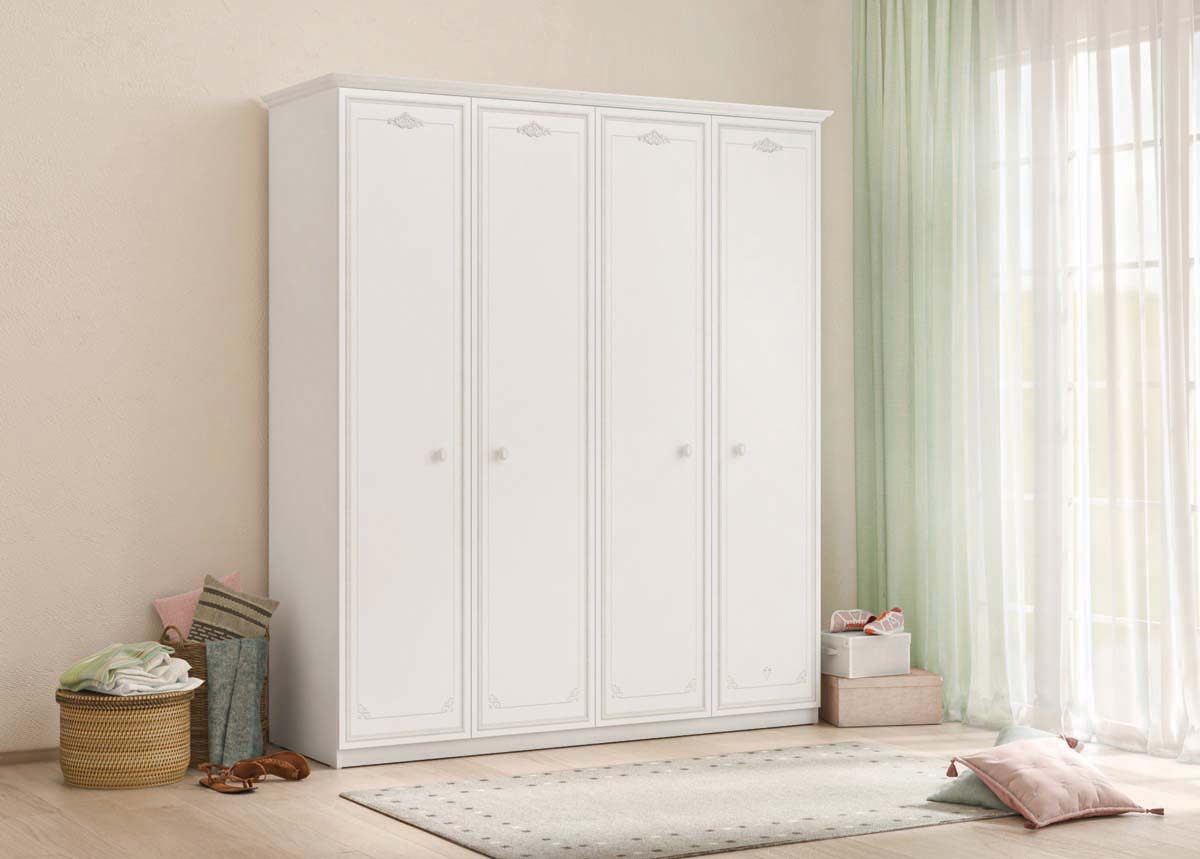 Cilek SELENA GREY Kleiderschrank 4-trg. Weiß