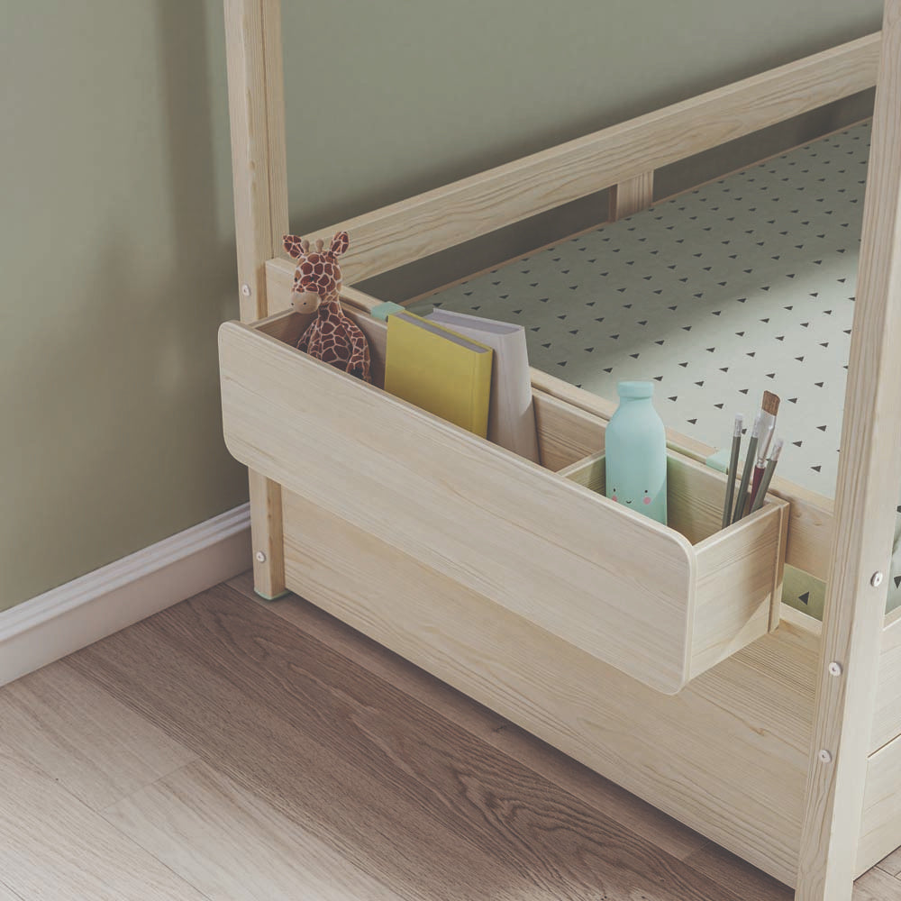 Montessori Ablagebox für Bett Braun