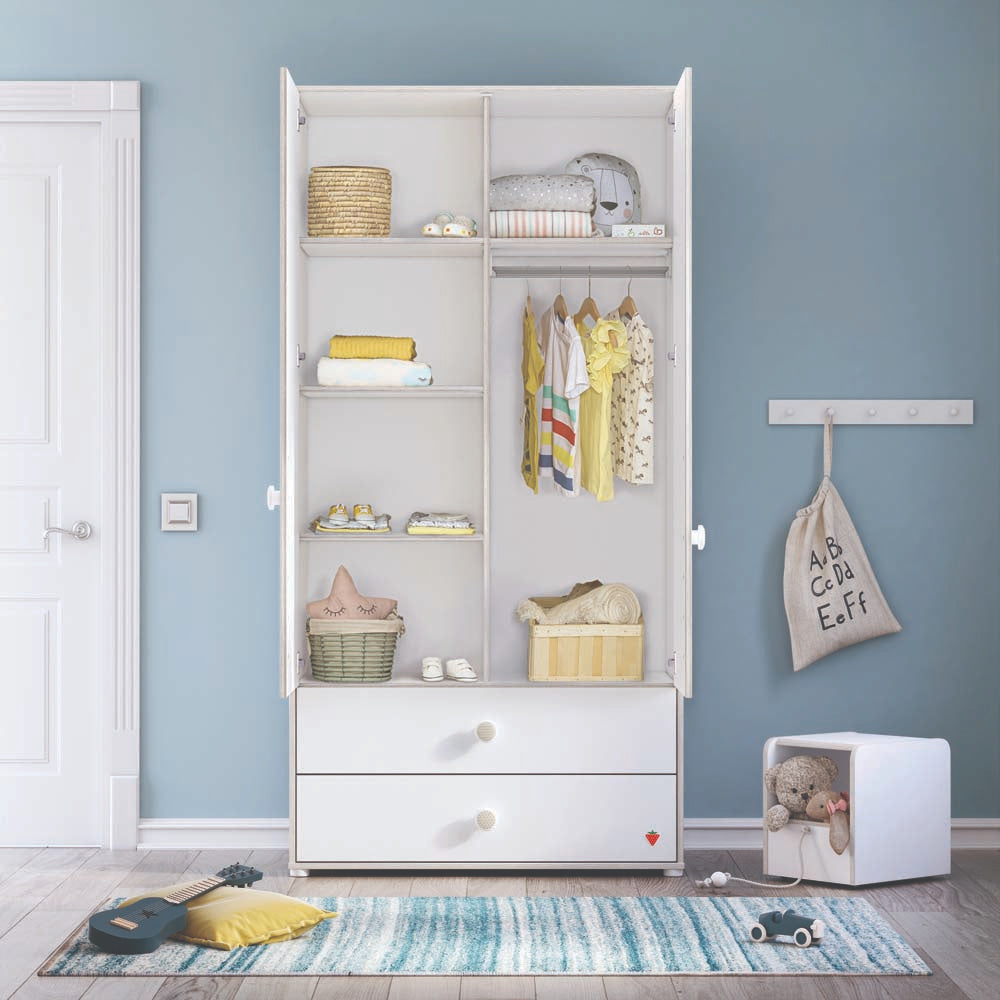 Montessori 2-türiger Kleiderschrank Drehtürenschrank Weiß
