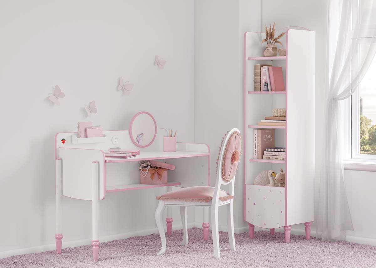 Princess Bücherregal Weiß / Rosa