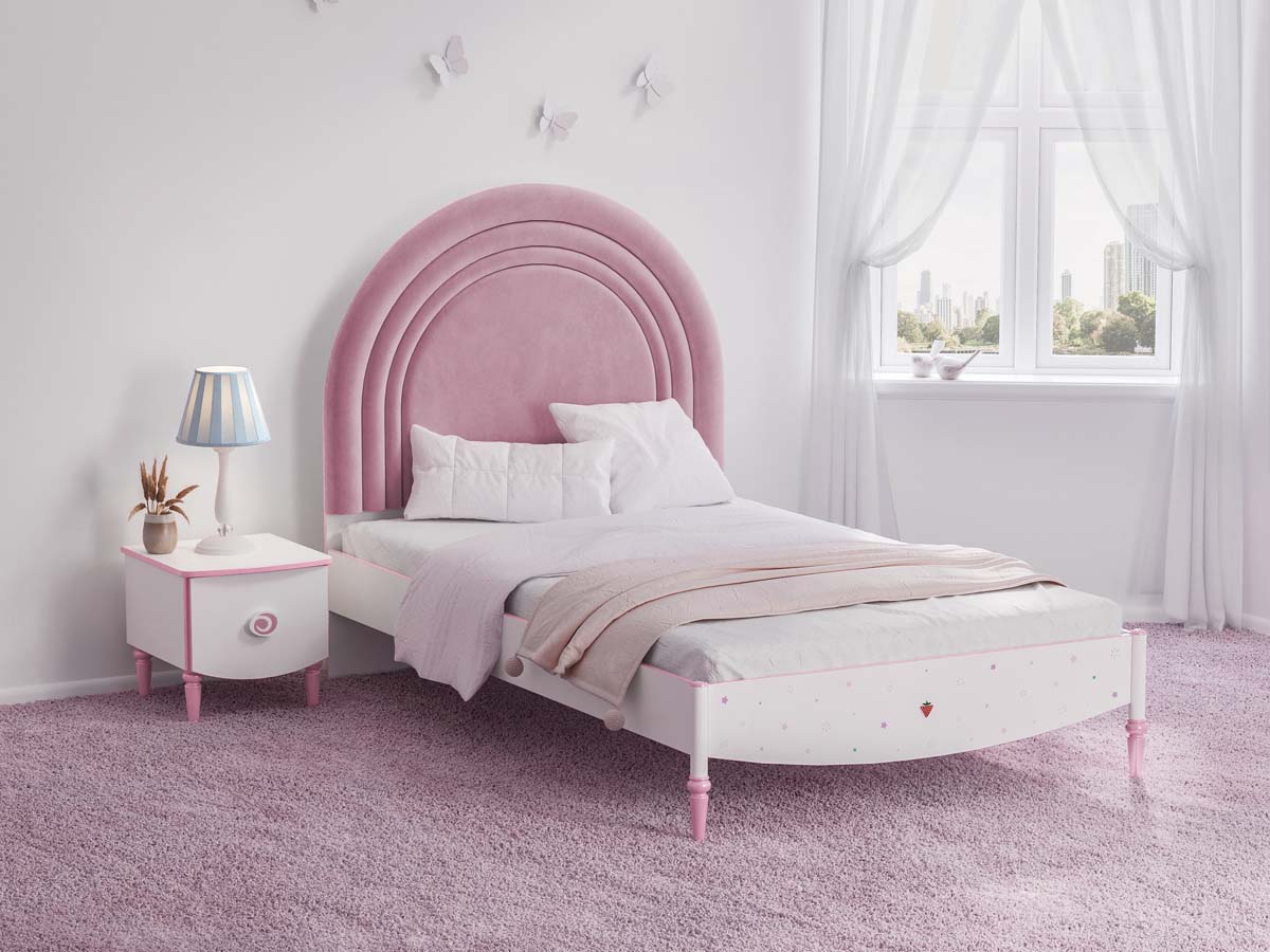 Princess Kinderbett 120x200 cm Weiß / Rosa