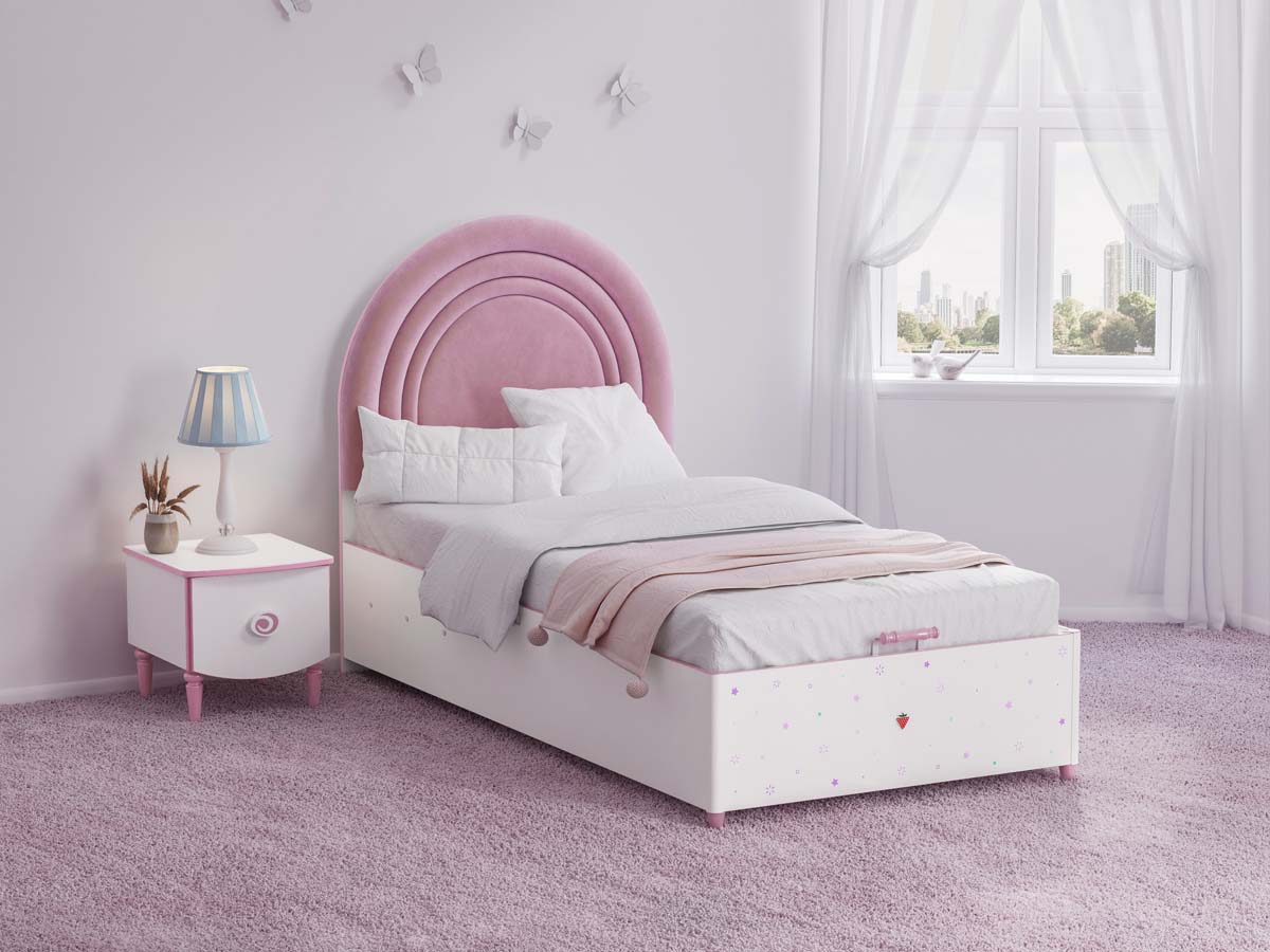 Princess Kinderbett 100x200 cm Weiß / Rosa
