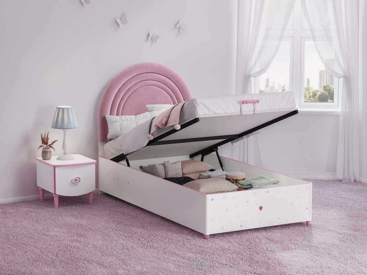 Princess Kinderbett 100x200 cm Weiß / Rosa