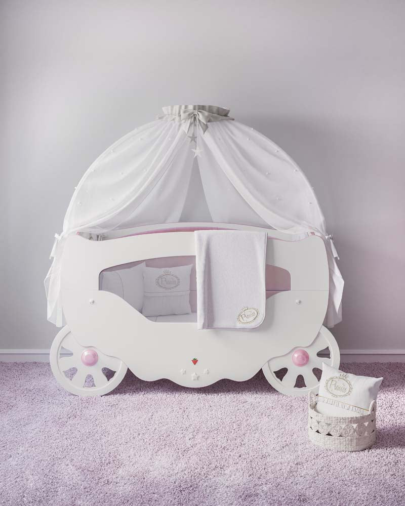 Princess Babybett 70x130 cm Weiß / Rosa