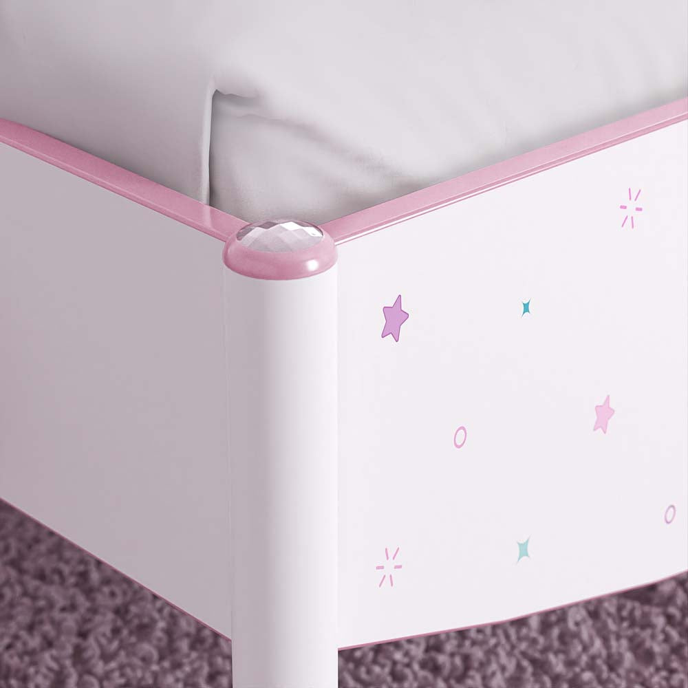Princess Kinderbett 120x200 cm Weiß / Rosa