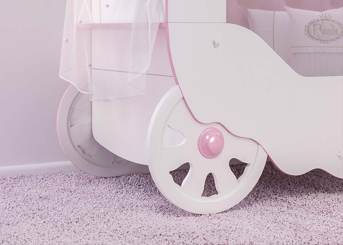 Princess Babybett 70x130 cm Weiß / Rosa