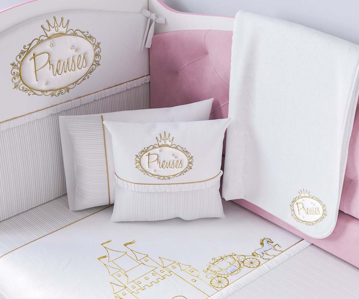 Princess Babybett 70x130 cm Weiß / Rosa