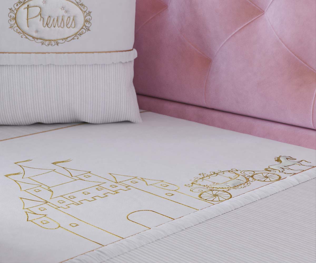 Princess Babybett 70x130 cm Weiß / Rosa