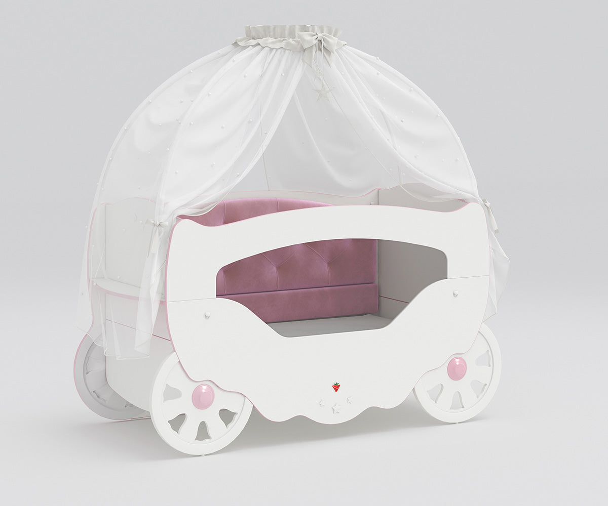 Princess Babybett 70x130 cm Weiß / Rosa