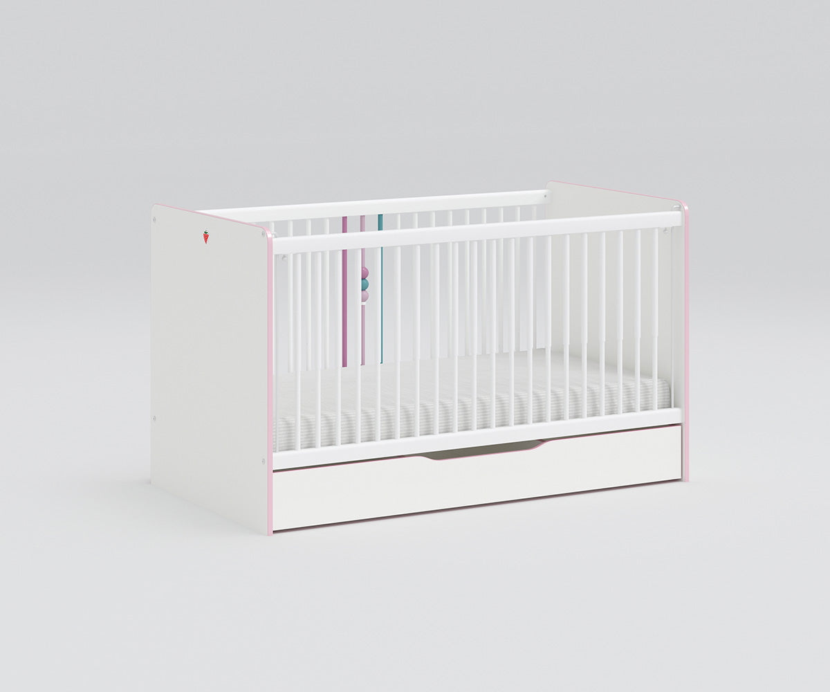 Princess Babybett 70x140 cm Weiß / Rosa