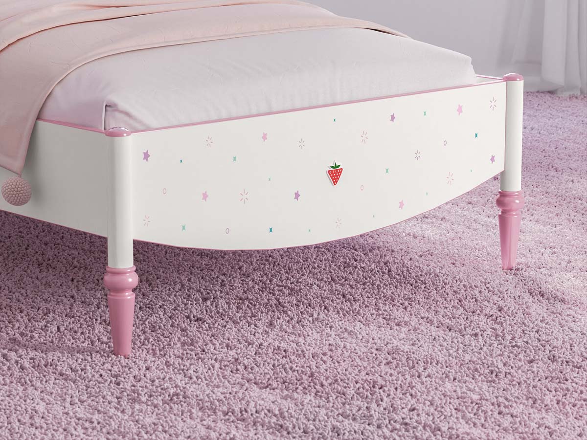 Princess Kinderbett 90x200 cm Weiß / Rosa