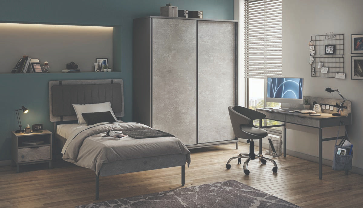 Space Gray Kinderbett mit Kopfteil 120x200 cm Grau