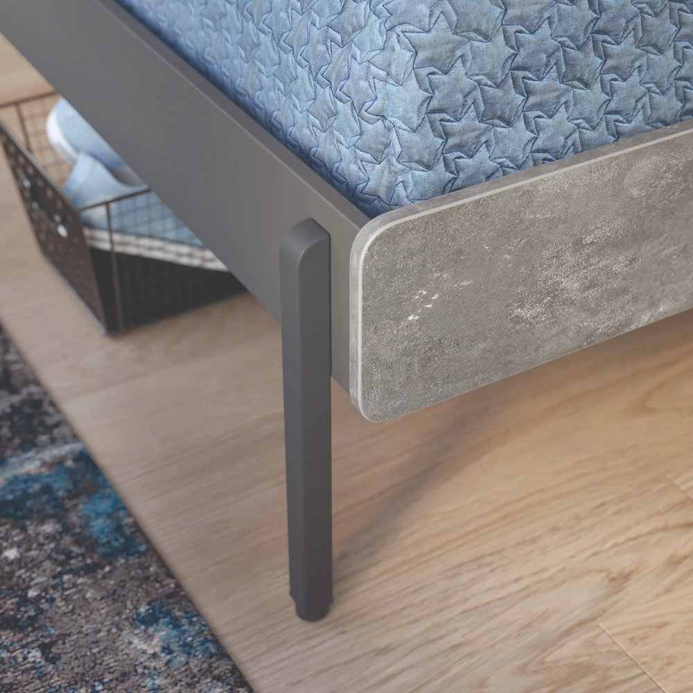 Space Gray Kinderbett mit Kopfteil 100x200 cm Grau