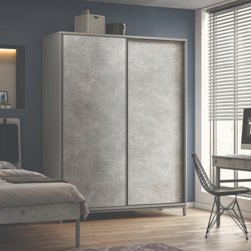Space Gray 2-türiger Schiebetürenschrank Grau
