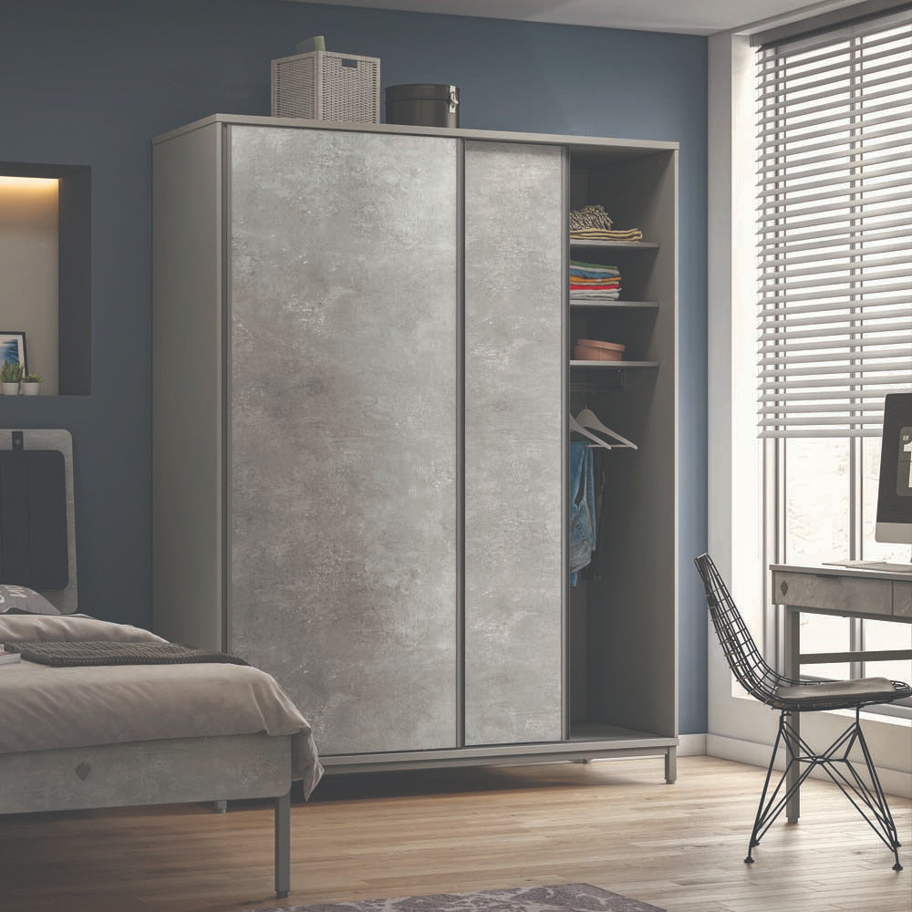 Space Gray 2-türiger Schiebetürenschrank Grau