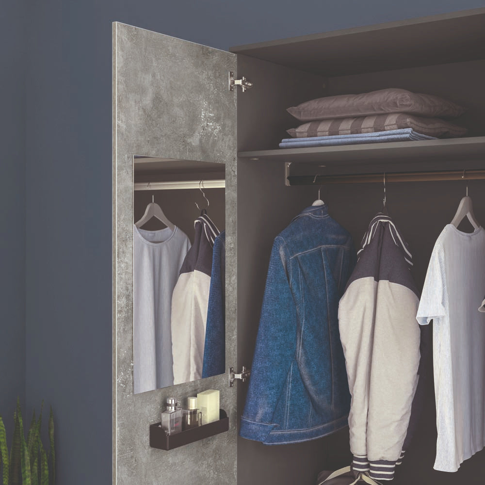 Space Gray 2-türiger Kleiderschrank Grau