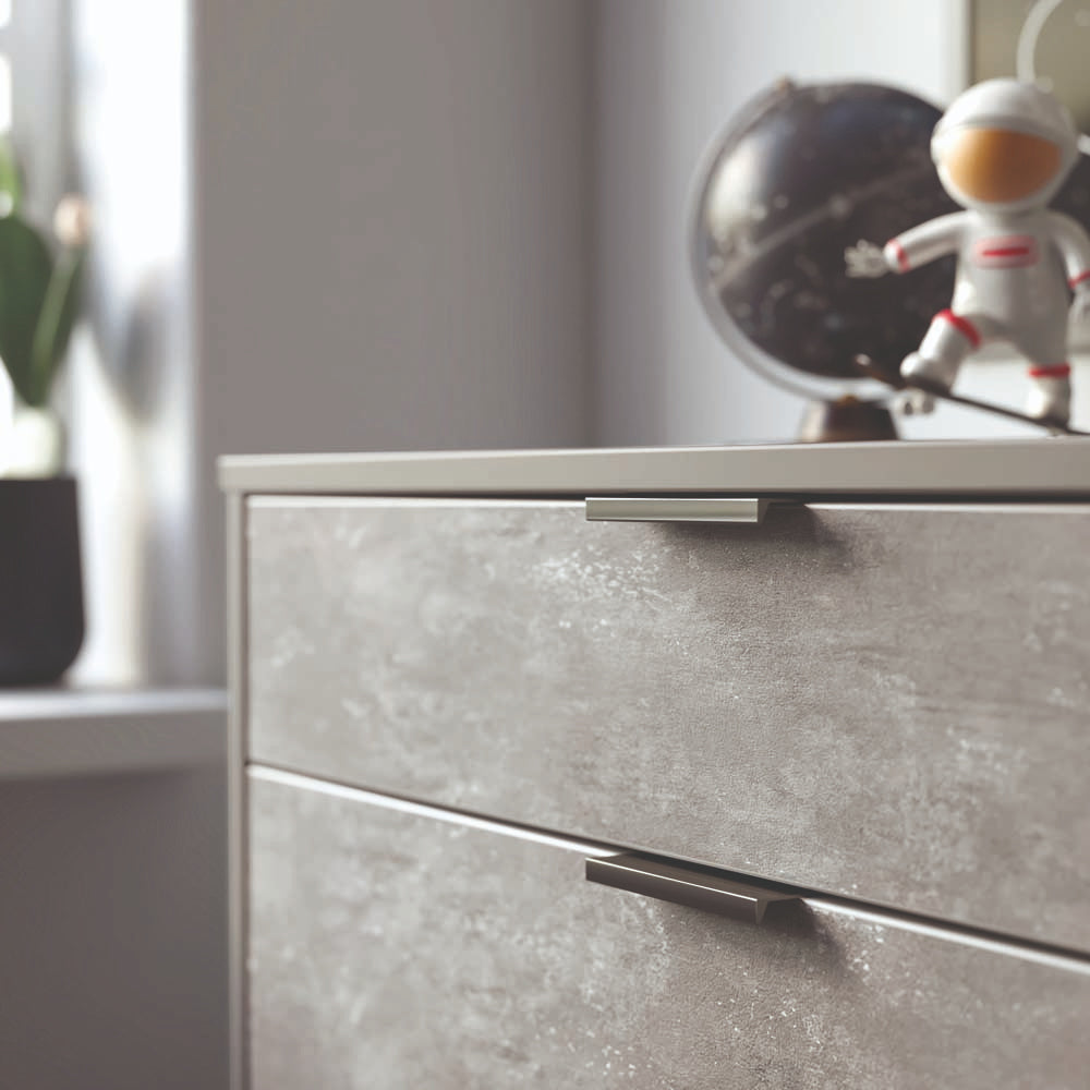 Space Gray Kommode mit 4 Schubladen Grau