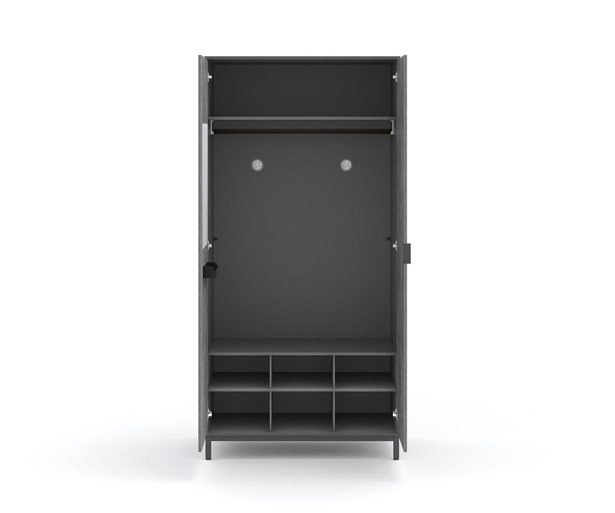 Space Gray 2-türiger Kleiderschrank Grau