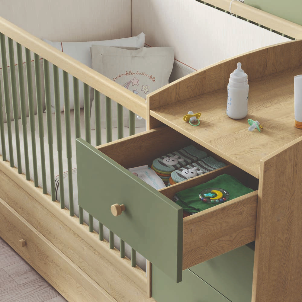 Loof Baby Babybett 140x70 cm Braun / Grün