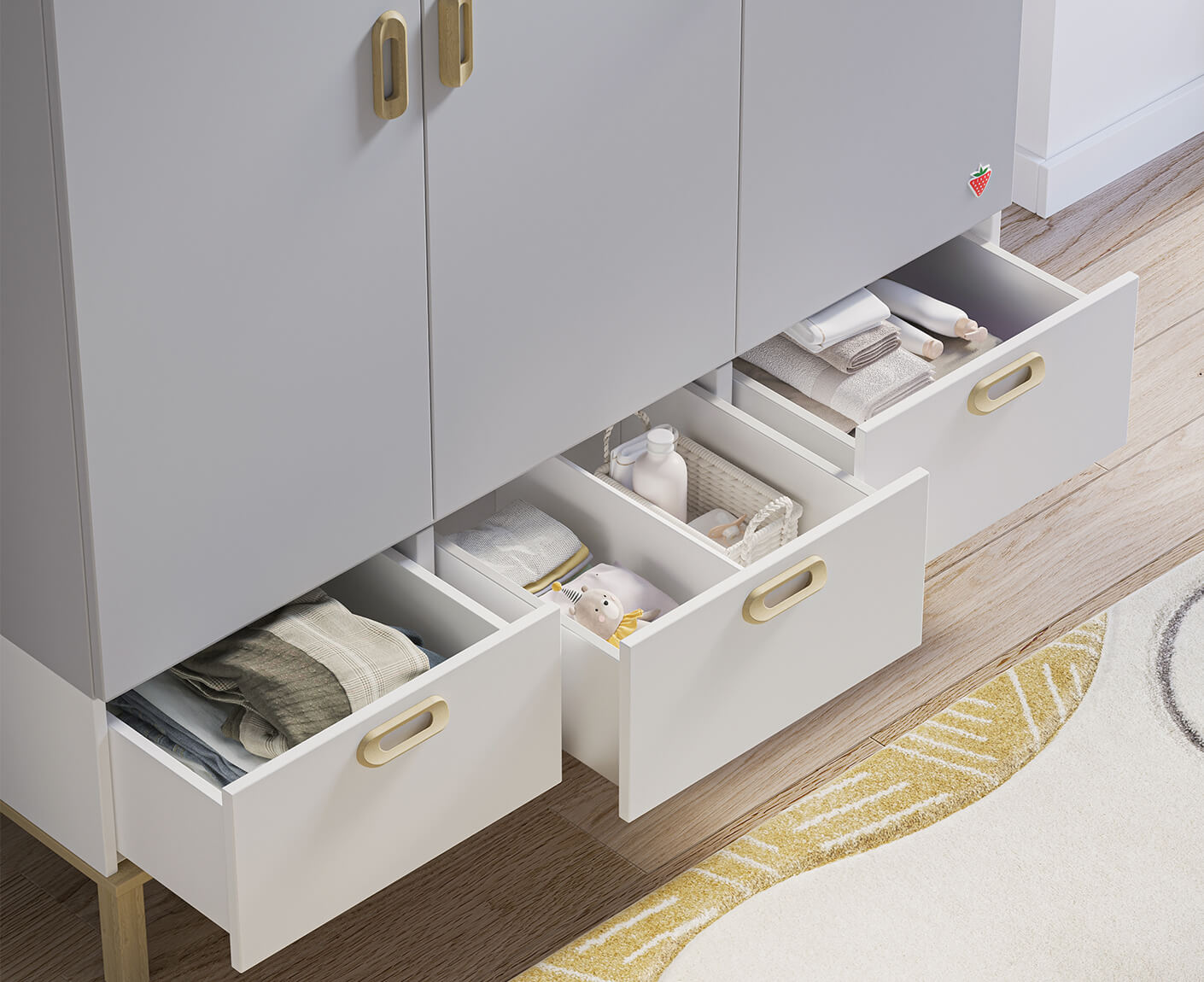 Cilek Mino Baby 2-türiger Kleiderschrank Grau / Weiß
