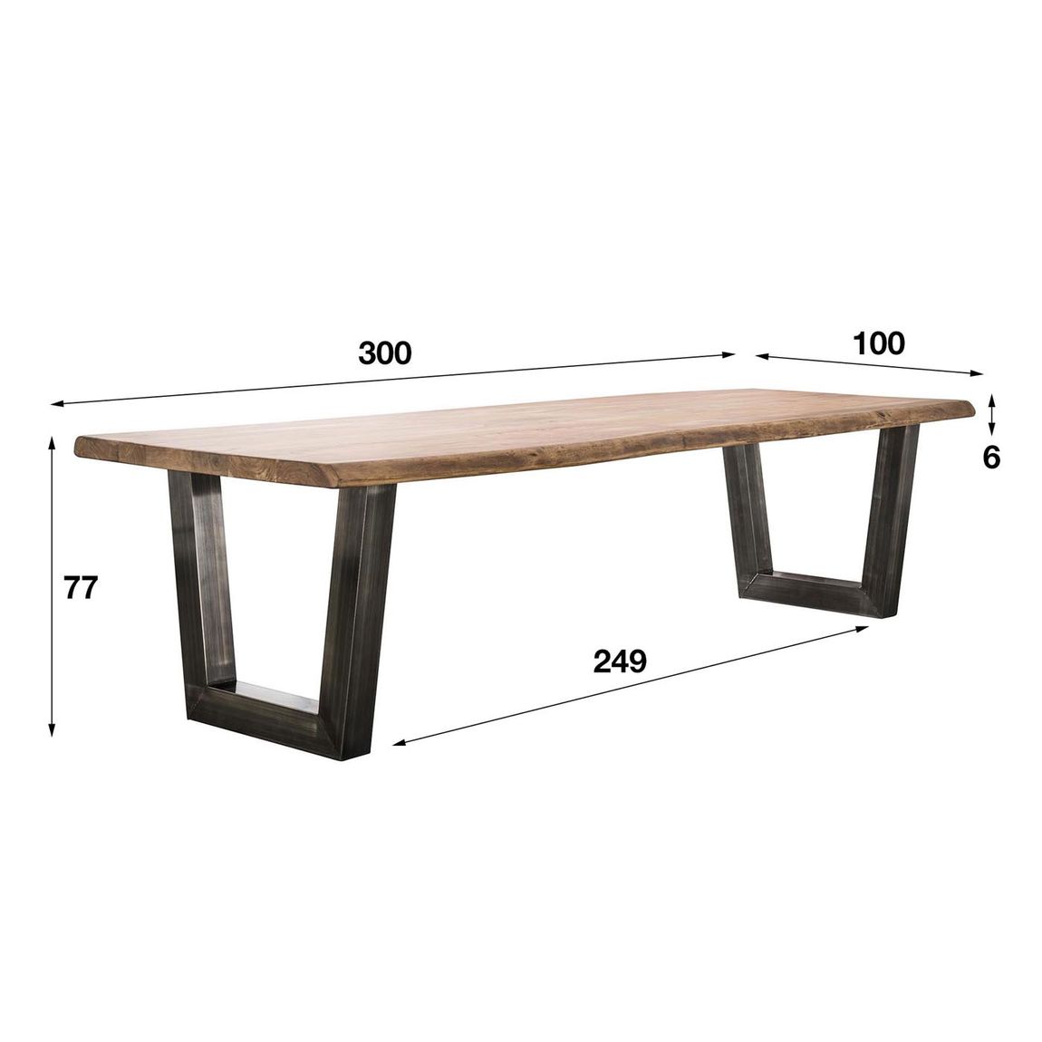 Esstisch Holztisch 300 x 100 cm Massivholz Akazie