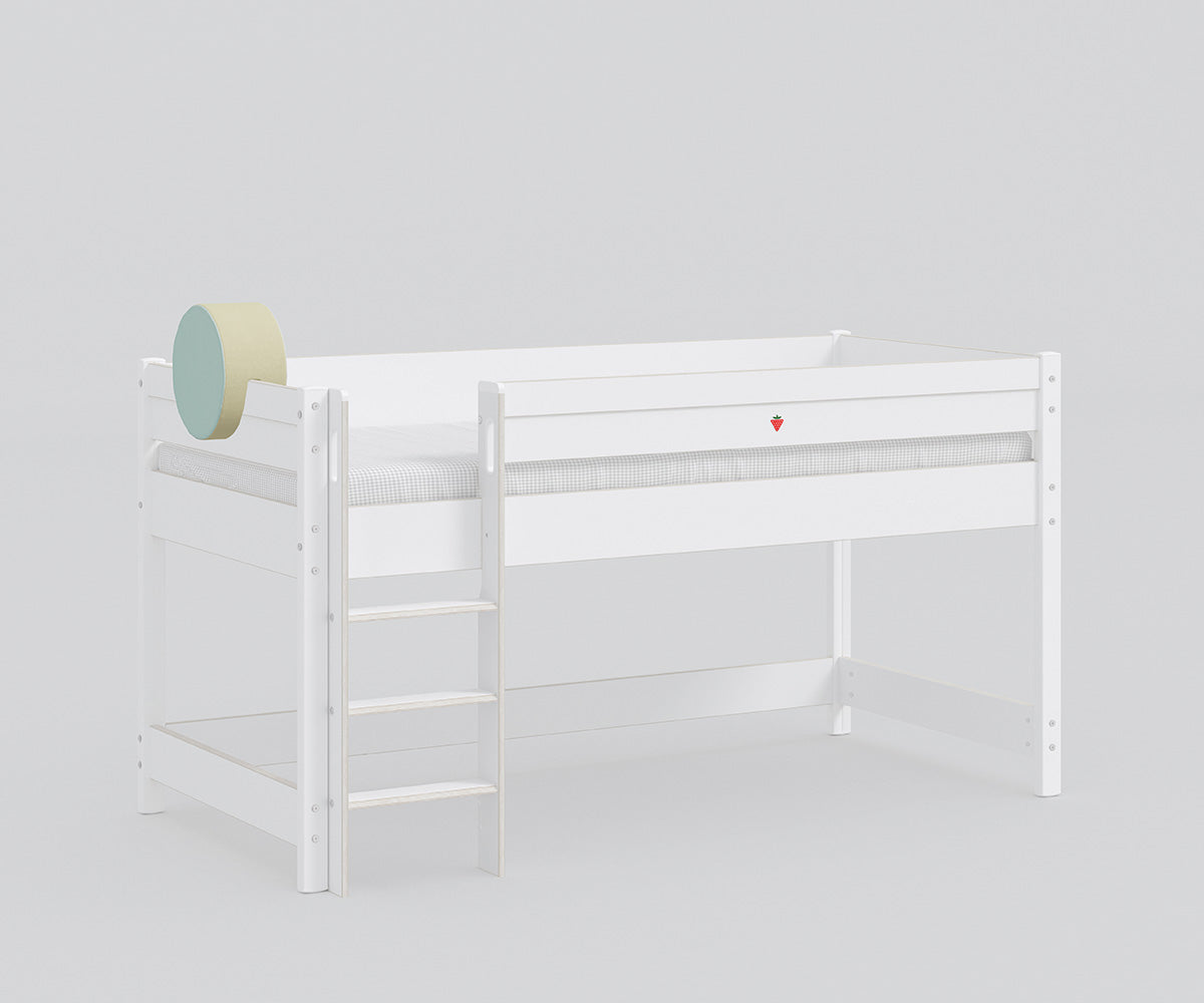 Montessori Halbhochbett + Rückenkissen 90x200 cm Weiß / versch. Farben