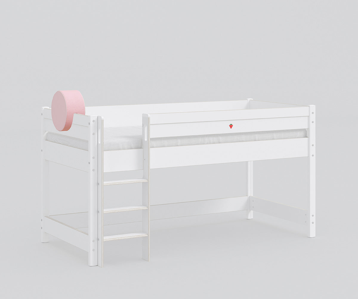 Montessori Halbhochbett + Rückenkissen 90x200 cm Weiß / versch. Farben