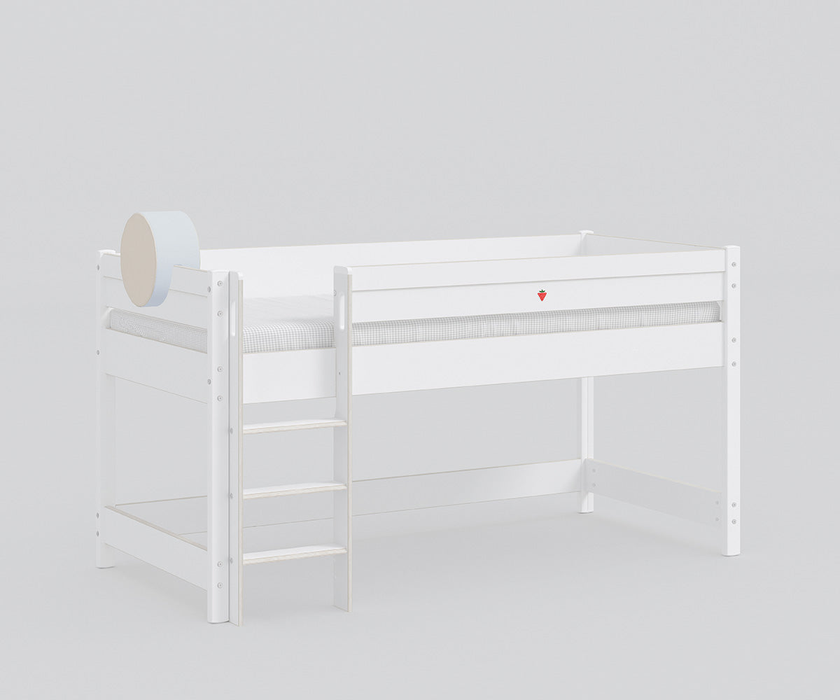 Montessori Halbhochbett + Rückenkissen 90x200 cm Weiß / versch. Farben