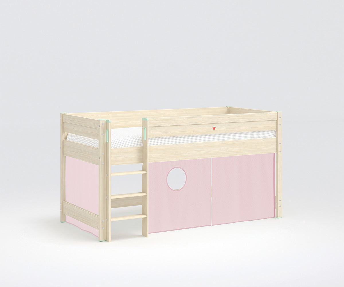 Montessori Halbhochbett + Vorhang 90x200 cm Braun / versch. Farben