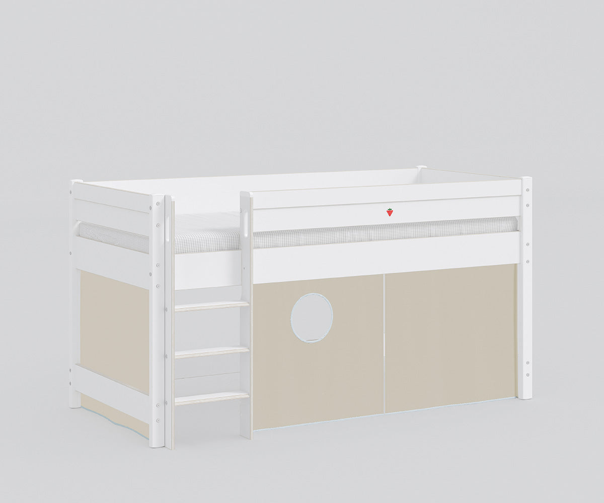 Montessori Halbhochbett + Vorhang 90x200 cm Weiß / versch. Farben