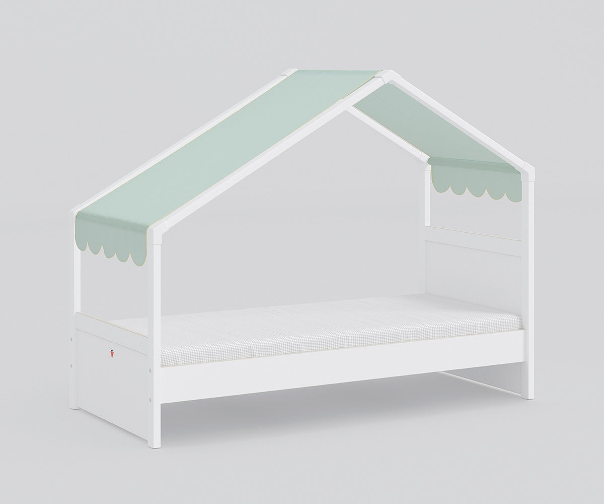 Montessori Hausbett mit Seitendach 90x200 cm Weiß / versch. Farben