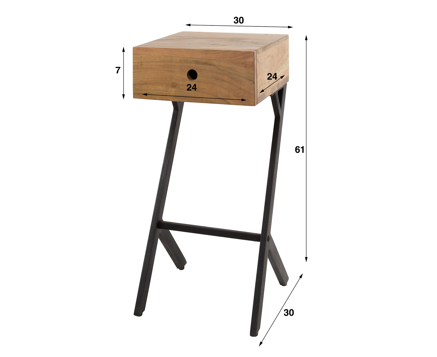 XS Balance Nachttisch mit 1 Schublade Akazie Massivholz