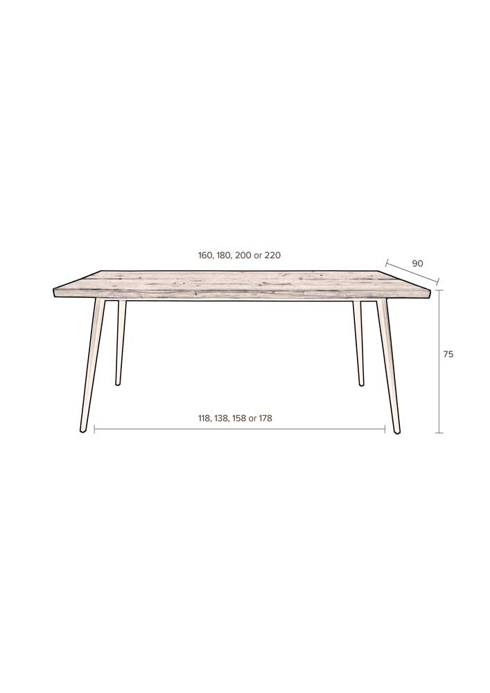 Alagon Tisch 180 x 90 cm (BxT) Walnussholz Braun