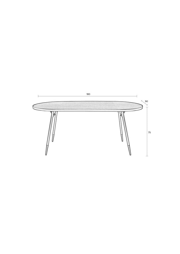 Denise Tisch oval 180 x 90 cm (BxT) Braun